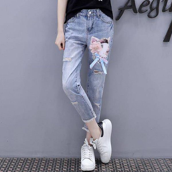 stretch embroidered jeans for women elastic flower jeans female slim denim pants hole ripped rose pattern pantalon femme, Blue
stretch embroidered jeans for women elastic flower jeans female slim denim pants hole ripped rose pattern pantalon femme, Blue