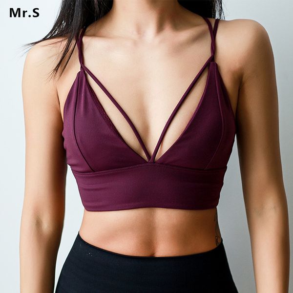 women strappy back padded sports bra workout running yoga bra crop v line fitness bras active wear, White;black
women strappy back padded sports bra workout running yoga bra crop v line fitness bras active wear, White;black