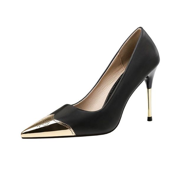 10cm pumps pointy shallow mouth high heels thin thin metal heel women's shoes iron head temperament women's shoes, Black
10cm pumps pointy shallow mouth high heels thin thin metal heel women's shoes iron head temperament women's shoes, Black