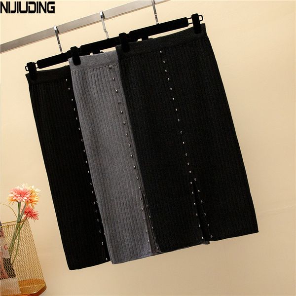 nijiuding 2018 new autumn winter women's knitted pencil skirts stretch high waist office lady bodycon beaded female long skirt, Black
nijiuding 2018 new autumn winter women's knitted pencil skirts stretch high waist office lady bodycon beaded female long skirt, Black