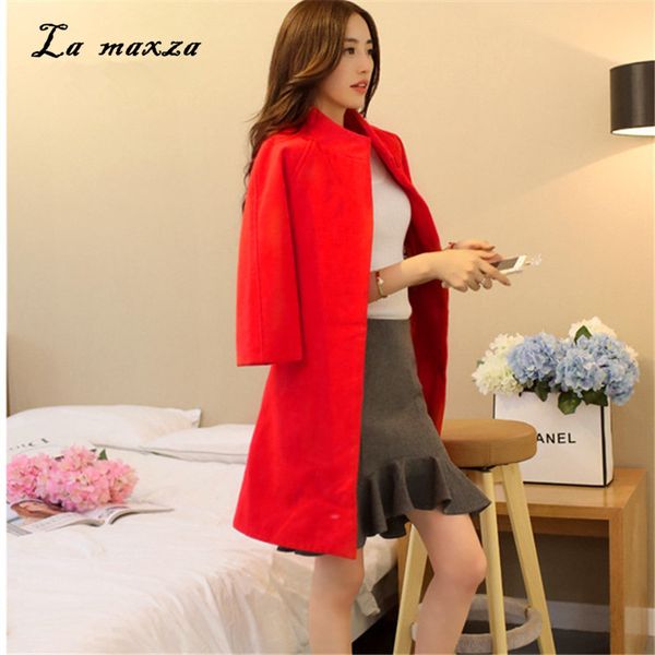 plus size korean style women long wool coat winter fashion streetwear ladies pockets coat, Black
plus size korean style women long wool coat winter fashion streetwear ladies pockets coat, Black