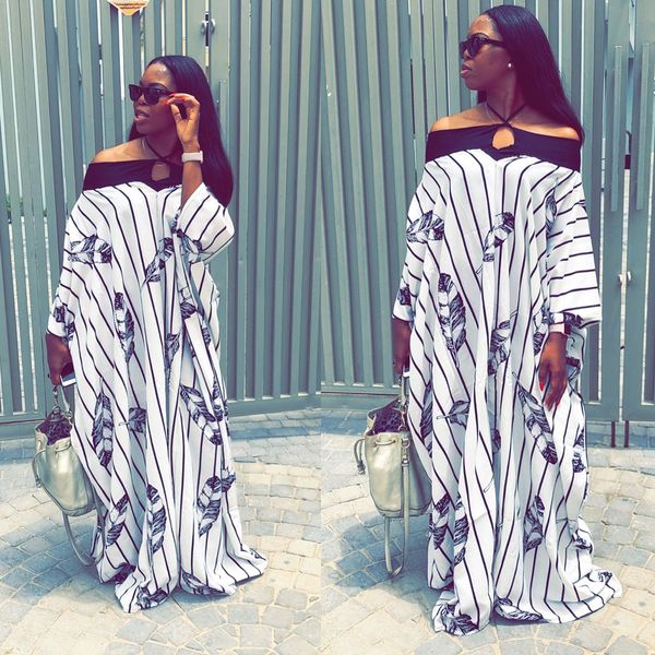 women halter white boat neck batwing sleeves stripes feather print casual club party vacation long maxi loose prom dress, Black;gray
women halter white boat neck batwing sleeves stripes feather print casual club party vacation long maxi loose prom dress, Black;gray