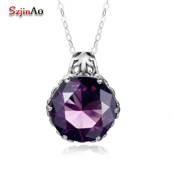 szjinao real 925 sterling silver statement necklaces pendants women luxury round shape amethyst vintage jewelry
szjinao real 925 sterling silver statement necklaces pendants women luxury round shape amethyst vintage jewelry