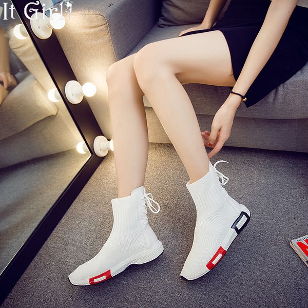 it girl shoes 2019 autumn new women ankle sock boots flat mesh white black solid casual fashion rubber boots
it girl shoes 2019 autumn new women ankle sock boots flat mesh white black solid casual fashion rubber boots