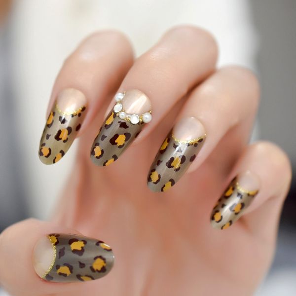 3d leopard french tips long oval round false nail rhinestones gems extensions nail tips faux ongles fake nails, Red;gold
3d leopard french tips long oval round false nail rhinestones gems extensions nail tips faux ongles fake nails, Red;gold