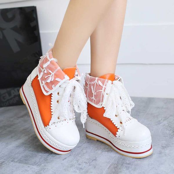 boots us4-13 cute womens lace up platform round toe ankle wedge high heels lolita sweet shoes 4colors plus size c834, Black
boots us4-13 cute womens lace up platform round toe ankle wedge high heels lolita sweet shoes 4colors plus size c834, Black
