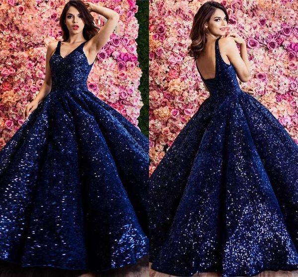 Dubai Saudi Arabia 2019 Royal Blue V Neck Long Puffy Prom Dresses Bling Sequined Ball Gown Sleeveless Evening Gown vestido de novia sirena, Black
Dubai Saudi Arabia 2019 Royal Blue V Neck Long Puffy Prom Dresses Bling Sequined Ball Gown Sleeveless Evening Gown vestido de novia sirena, Black