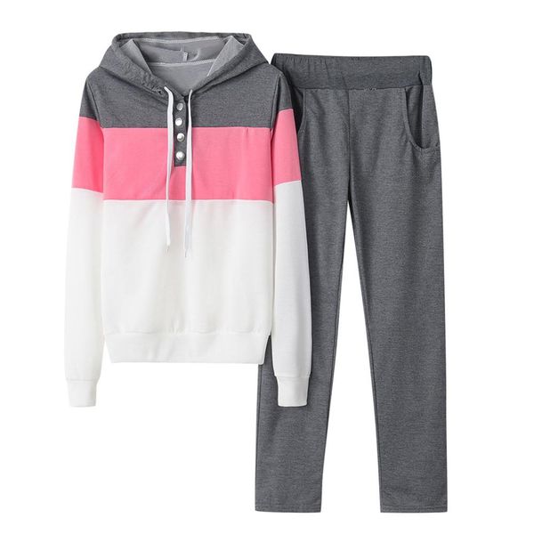 2 piece women mixed color sweatshirt with hooded and pant tracksuit casual sport suit for female autumn jogging clothing, Black;blue
2 piece women mixed color sweatshirt with hooded and pant tracksuit casual sport suit for female autumn jogging clothing, Black;blue