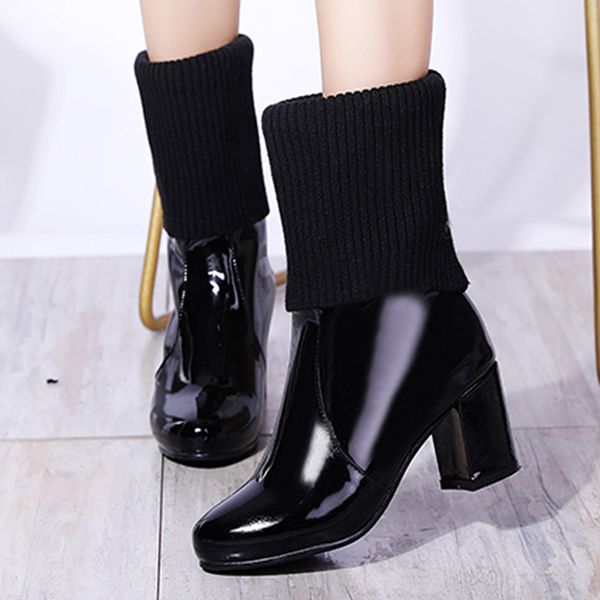 women plush rhinestone middle tube leather elastic boots zipper square high heels shoes women winter warm boots plus size 43, Black
women plush rhinestone middle tube leather elastic boots zipper square high heels shoes women winter warm boots plus size 43, Black