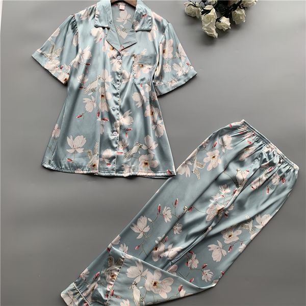 mechcitiz 2019 women pajama sets 2pcs satin silk sleepwear nightwear silk long pants summer pijamas set ladies pyjamas, Blue;gray
mechcitiz 2019 women pajama sets 2pcs satin silk sleepwear nightwear silk long pants summer pijamas set ladies pyjamas, Blue;gray