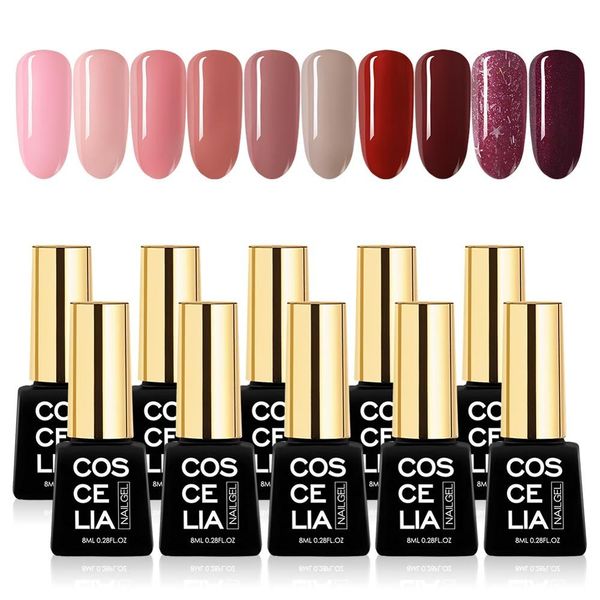 coscelia new 10pcs nail art gel polish set 8ml pure color uv led gel nail polish long-lasting manicure set soak off varnish, Red;pink
coscelia new 10pcs nail art gel polish set 8ml pure color uv led gel nail polish long-lasting manicure set soak off varnish, Red;pink