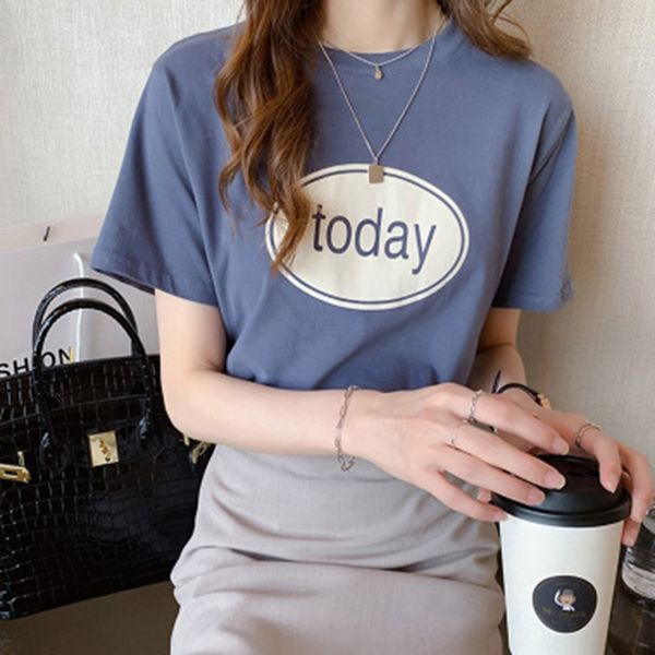 summer short-sleeved women's t- round collar t-shirt loose slim printed half-sleeved women's base shirt, White
summer short-sleeved women's t- round collar t-shirt loose slim printed half-sleeved women's base shirt, White