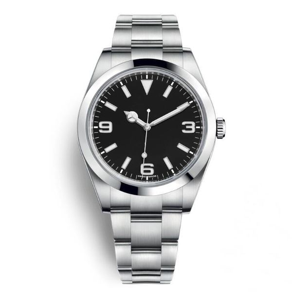 

luxury 36mm mens watch explorer black dial stainless steel automatic watch casual date reloj de lujo montre relojes de marca wristwatch, Slivery;brown