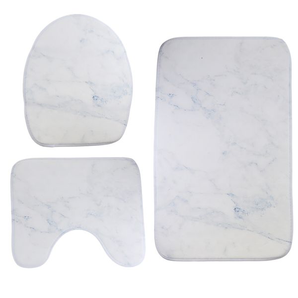 3 pieces comfortable marble pattern toilet rug mat bathroom rug mat and pedestal rug