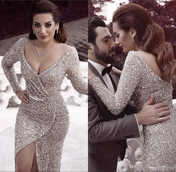 arabic dubai sequin deep v-neck backless prom dresses long sleeves sparkly high side split beaded formal evening gowns robe de soiree, Black
arabic dubai sequin deep v-neck backless prom dresses long sleeves sparkly high side split beaded formal evening gowns robe de soiree, Black
