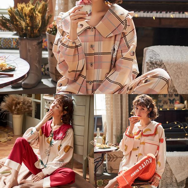 2019 season pajamas women's long-sleeved cardigan cotton two-piece suit clothes home clothes home furnishing clothing princess style, Blue;red
2019 season pajamas women's long-sleeved cardigan cotton two-piece suit clothes home clothes home furnishing clothing princess style, Blue;red