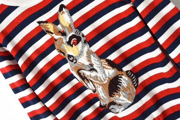 fashion- high end striped rabbit embroidery pullover women brand same style knitting women's sweaters runway style sweaters dh081406, White;black
fashion- high end striped rabbit embroidery pullover women brand same style knitting women's sweaters runway style sweaters dh081406, White;black