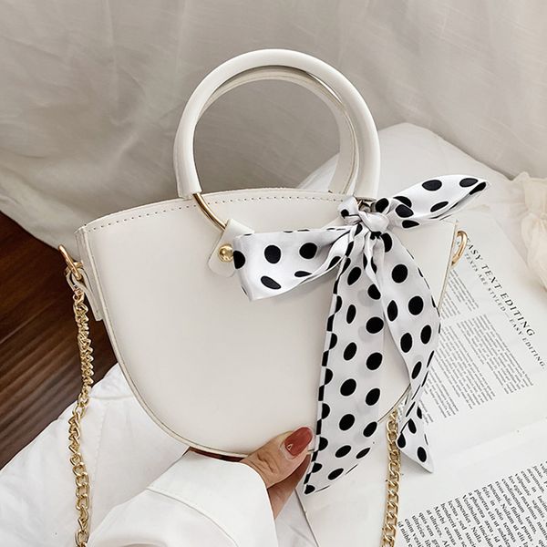 chic chain round handle women's handbags fashion polka dot scarf bow shoulder bag pu leather solid color lady crossbody bags
chic chain round handle women's handbags fashion polka dot scarf bow shoulder bag pu leather solid color lady crossbody bags