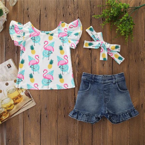 girls clothes suits 2020 ins children short flare sleeves shirt cartoon printed with denim shorts pants jeans suit two-piece, White
girls clothes suits 2020 ins children short flare sleeves shirt cartoon printed with denim shorts pants jeans suit two-piece, White