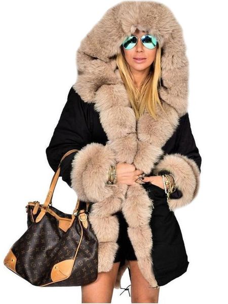 women ladies winter long warm thick parka faux fur jacket hooded coat s-4xl size, Black
women ladies winter long warm thick parka faux fur jacket hooded coat s-4xl size, Black