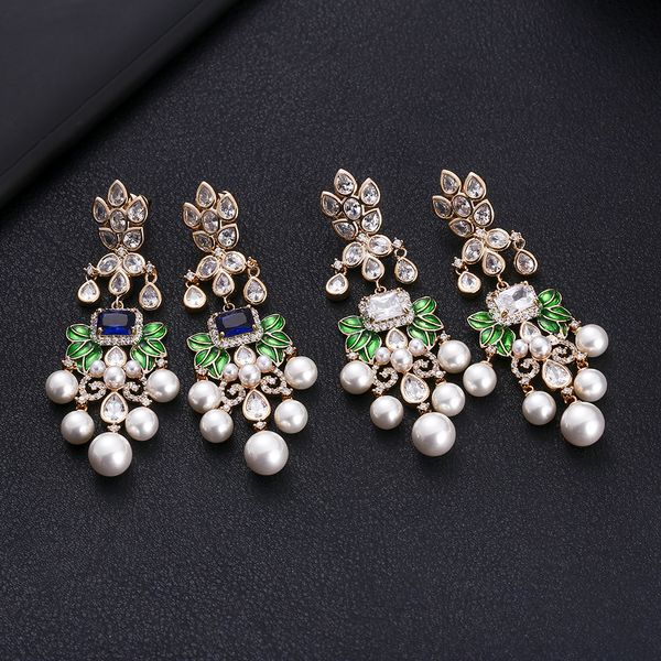 jankelly pearl flowers cubic zircon crystal cz long dangle earrings for women african bridal earring aretes de mujer modernos, Silver
jankelly pearl flowers cubic zircon crystal cz long dangle earrings for women african bridal earring aretes de mujer modernos, Silver