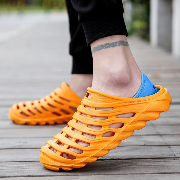 2019 new fashion men shoes roman waterproof beach sandals hollow outdoor casual flip flops zapatos de hombre, Black