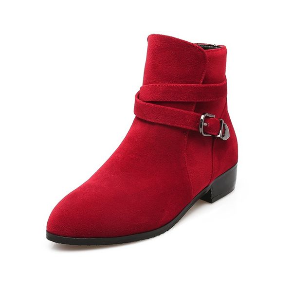 kalenmos ankle boots wome low heel slip on buckle short boots girls casual flat beige flock autumn winter booties size 34-44, Black
kalenmos ankle boots wome low heel slip on buckle short boots girls casual flat beige flock autumn winter booties size 34-44, Black