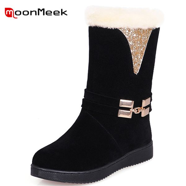 moonmeek 2018 popular woman winter snow boots warm short plush mid calf boots fashion round toe flock ladies, Black
moonmeek 2018 popular woman winter snow boots warm short plush mid calf boots fashion round toe flock ladies, Black