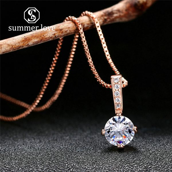 2019 new arrival rose gold silver round cut cubic zirconia pendant necklace for women crystal fashion wedding jewelry gift
2019 new arrival rose gold silver round cut cubic zirconia pendant necklace for women crystal fashion wedding jewelry gift