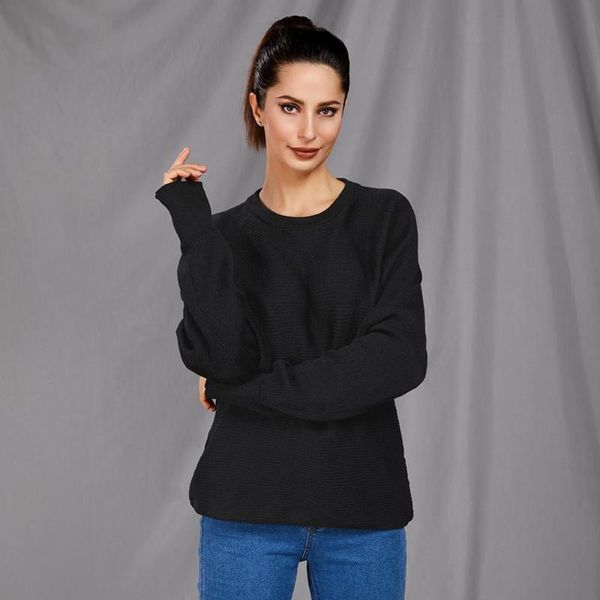 women's black knit sweater round neck long sleeve warm fashion sweater women's base knitted spring, White;black
women's black knit sweater round neck long sleeve warm fashion sweater women's base knitted spring, White;black