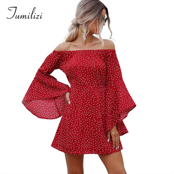 women dresses summer new arrival 2020 off shoulder chiffon dress polka dot print batwing sleeve a-line vestido de verano, Black;gray
women dresses summer new arrival 2020 off shoulder chiffon dress polka dot print batwing sleeve a-line vestido de verano, Black;gray