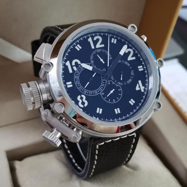 geervo no 50mm big watch automatic men's watch black dial multi function dial black genuine leather strap g128, Slivery;brown
geervo no 50mm big watch automatic men's watch black dial multi function dial black genuine leather strap g128, Slivery;brown