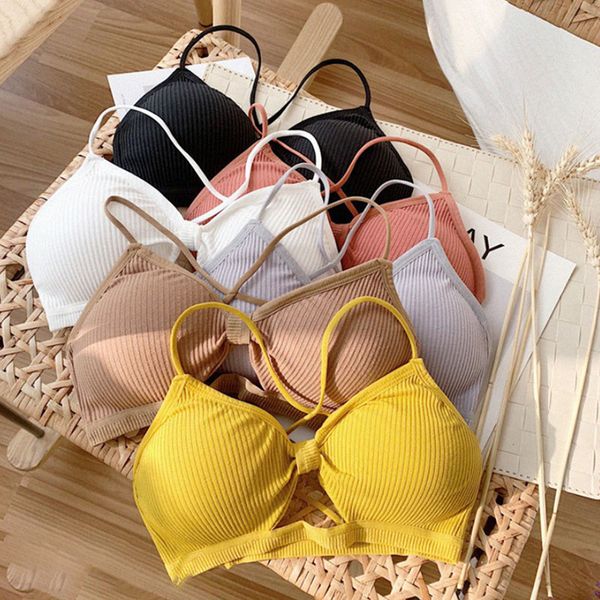 women girl candy color ribbed knit bra bralette cross strappy backless underwear hollow knotted front push up padded crop top, Red;black
women girl candy color ribbed knit bra bralette cross strappy backless underwear hollow knotted front push up padded crop top, Red;black