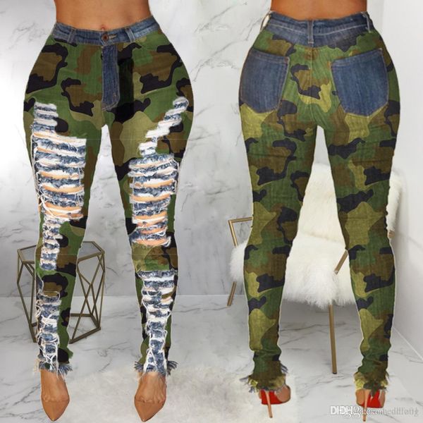 hole jeans women personality high waist trousers camouflage pencil pants casual raw edge tights pants, Blue
hole jeans women personality high waist trousers camouflage pencil pants casual raw edge tights pants, Blue