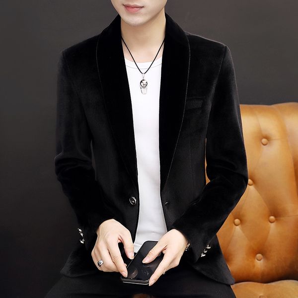 velvet mens one button blazers jacket slim fit casual male coat solid lapel size m-3xl t109, White;black
velvet mens one button blazers jacket slim fit casual male coat solid lapel size m-3xl t109, White;black