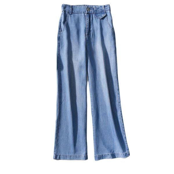 spring, summer, new fresh and cool skin feeling lyocell centre-backs half elastic denim ms wide-legged pants, Blue
spring, summer, new fresh and cool skin feeling lyocell centre-backs half elastic denim ms wide-legged pants, Blue