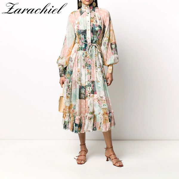 runway designer summer beach long dress women elegant lantern sleeve stand single-breasted flower printed plus size loose dress, Black;gray
runway designer summer beach long dress women elegant lantern sleeve stand single-breasted flower printed plus size loose dress, Black;gray