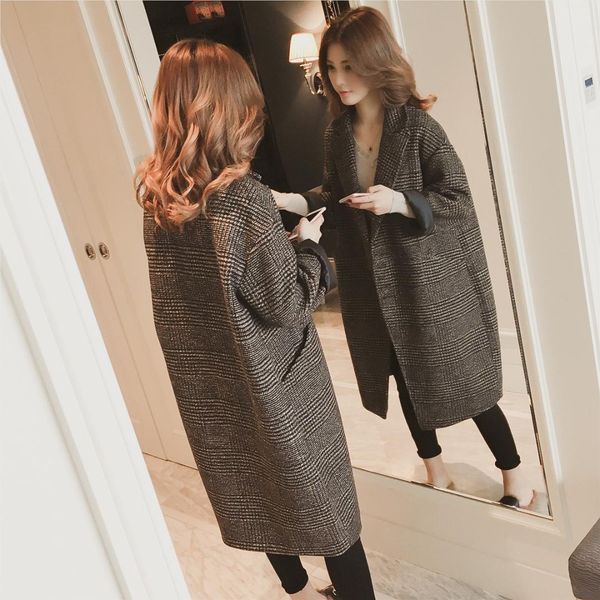 new woolen overcoat for women plaid long style single breasted autumn and winter ladies coats casual, Black
new woolen overcoat for women plaid long style single breasted autumn and winter ladies coats casual, Black