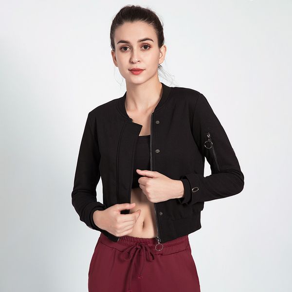 long sleeves sports jacket women button and zipper design fitness gym wear outdoor activewear short style jacket, Black;red
long sleeves sports jacket women button and zipper design fitness gym wear outdoor activewear short style jacket, Black;red