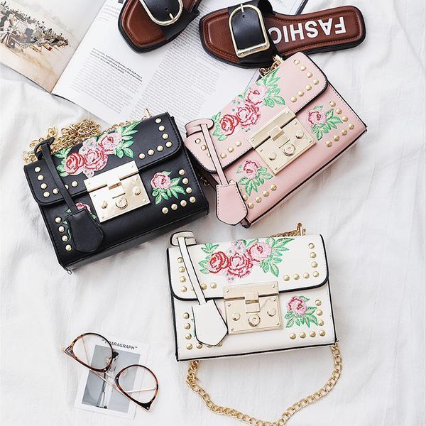 designer- women embroidery flower flap bag designer pu leather fashion rivet messenger bags feminina ladies small shoulder bag sac
designer- women embroidery flower flap bag designer pu leather fashion rivet messenger bags feminina ladies small shoulder bag sac