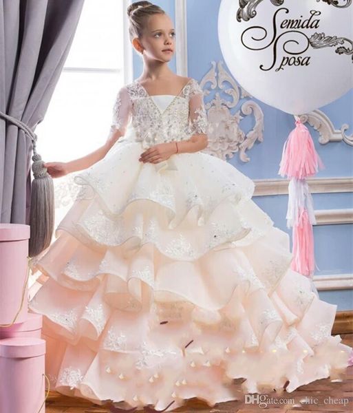 applique 1/2 sleeve tired skirt floor length 2020 kids formal wear custom made lace flower girl dresses, White;blue
applique 1/2 sleeve tired skirt floor length 2020 kids formal wear custom made lace flower girl dresses, White;blue