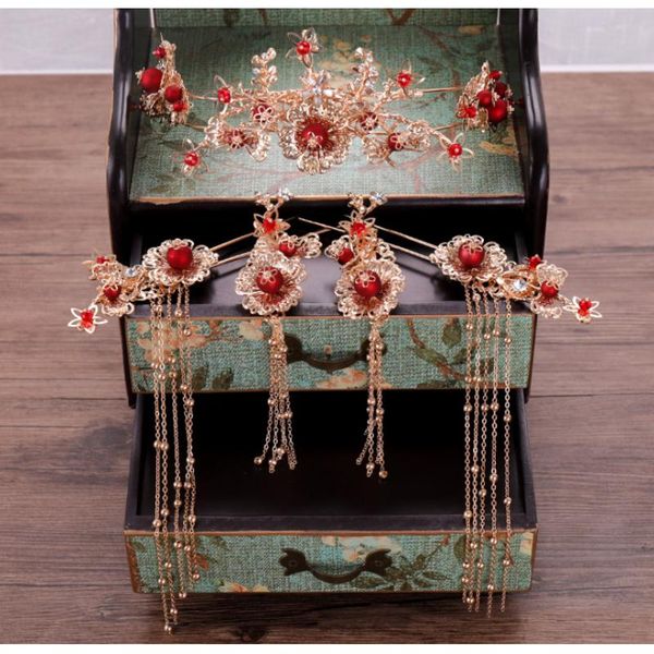 7pcs vintage chinese tassel crown hair clip hairpin earrings wedding bridal bridesmaid hair jewelry p prop, Golden;white
7pcs vintage chinese tassel crown hair clip hairpin earrings wedding bridal bridesmaid hair jewelry p prop, Golden;white