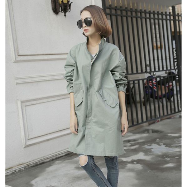 2019 spring autumn korean women straight solid color long trench coat zipper pocket drawstring waistwindbreaker coat female d19, Tan;black
2019 spring autumn korean women straight solid color long trench coat zipper pocket drawstring waistwindbreaker coat female d19, Tan;black