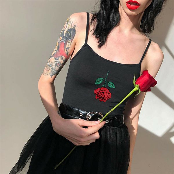 2019 fashion women girl rose embroidered camis lady cotton vest sleeveless strap slim crop female summer bare belly, White
2019 fashion women girl rose embroidered camis lady cotton vest sleeveless strap slim crop female summer bare belly, White