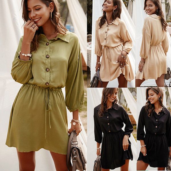 spring summer womens designer dress solid color long sleeve womens lapel neck dress ladies casual dress, Black;gray
spring summer womens designer dress solid color long sleeve womens lapel neck dress ladies casual dress, Black;gray