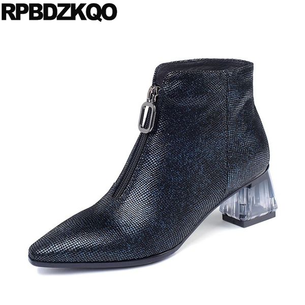 2019 pointed toe big size women ankle boots medium heel fall chunky booties plus high sheepskin shoes blue front zipper 10, Black
2019 pointed toe big size women ankle boots medium heel fall chunky booties plus high sheepskin shoes blue front zipper 10, Black