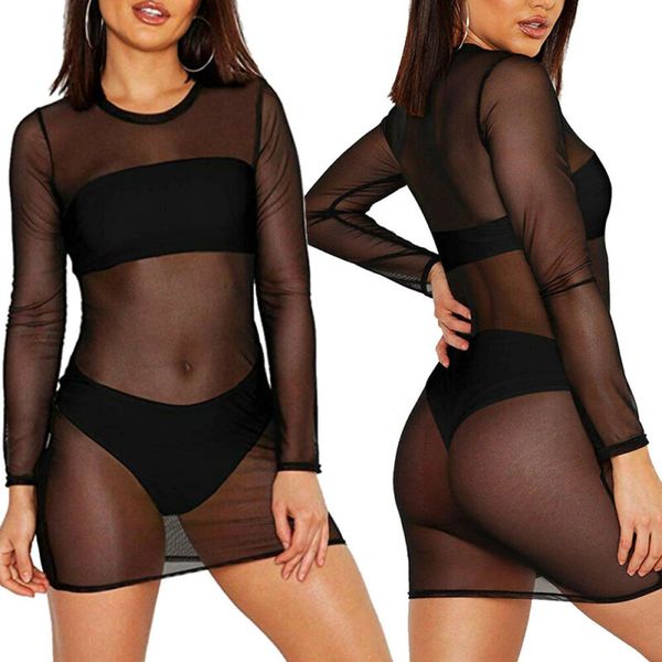 women mesh sheer bikini beachwear cover up swimsuit dress summer bathing suit, Blue;gray
women mesh sheer bikini beachwear cover up swimsuit dress summer bathing suit, Blue;gray