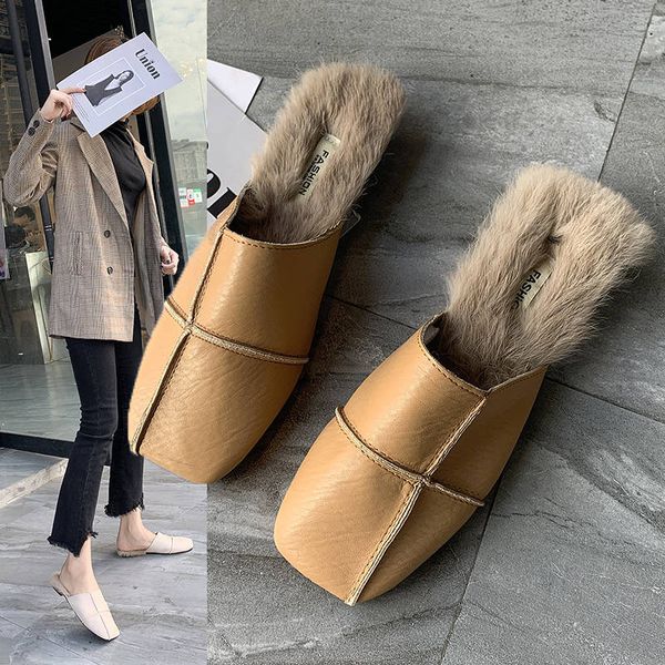 slippers women 2020 spring square head leather fur flat slippers slides shoes woman outdoor flip flops half mules shoes, Black
slippers women 2020 spring square head leather fur flat slippers slides shoes woman outdoor flip flops half mules shoes, Black