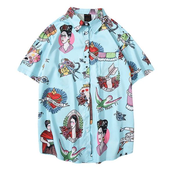 fashion summer men creative print turn-down collar loose short sleeve shirt blouse men shirt 2019 summer new arrivals, White;black
fashion summer men creative print turn-down collar loose short sleeve shirt blouse men shirt 2019 summer new arrivals, White;black
