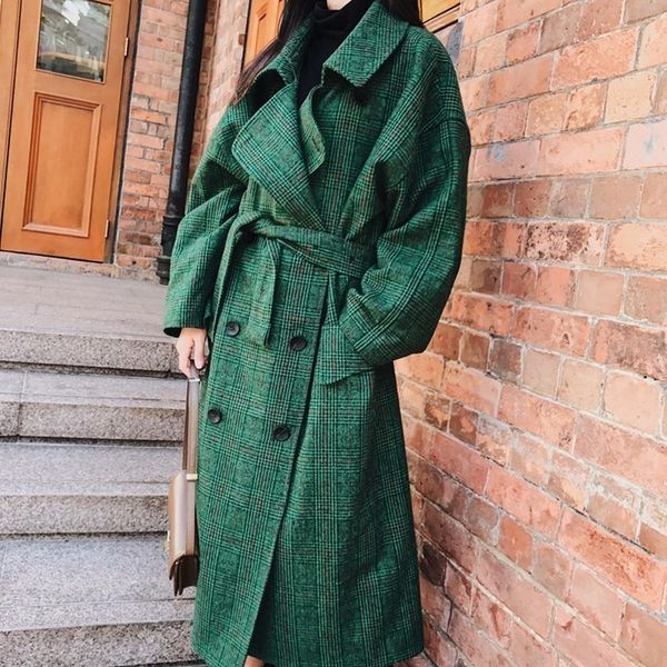 lanmrem 2018 fashion autumn double breasted notech casual loose big size long type green plaid women woolen coat ua26406, Black
lanmrem 2018 fashion autumn double breasted notech casual loose big size long type green plaid women woolen coat ua26406, Black